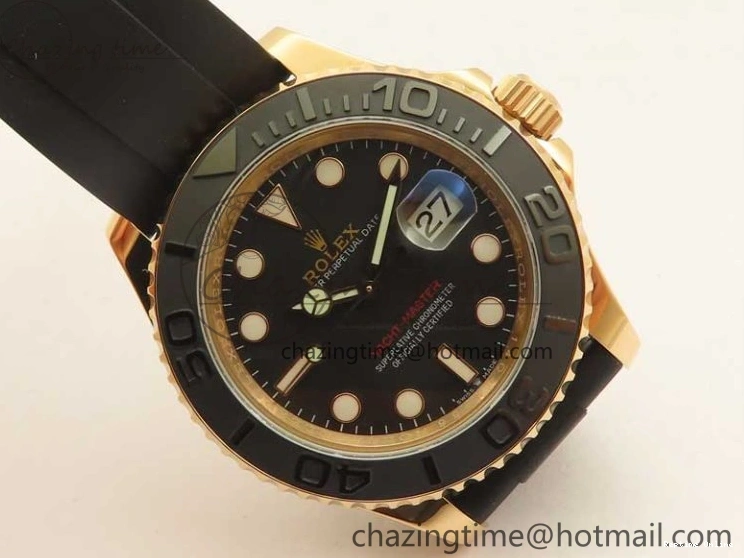 0405 Yacht-Master 126655 RG 3EF 1:1 Best Edition Black Ceramic Bezel on Black Rubber Strap VS Reliable 2488